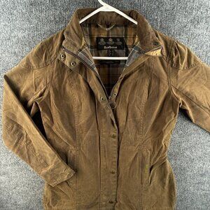 Barbour Retail Antique Emily Lined Waxed Jacket Women Full Zip Brown Size US 10